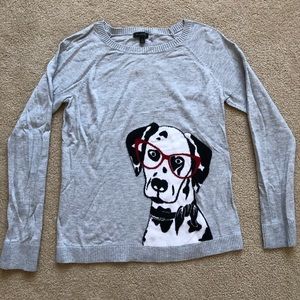Talbots Grey Dalmatian Glasses Sweater - Small